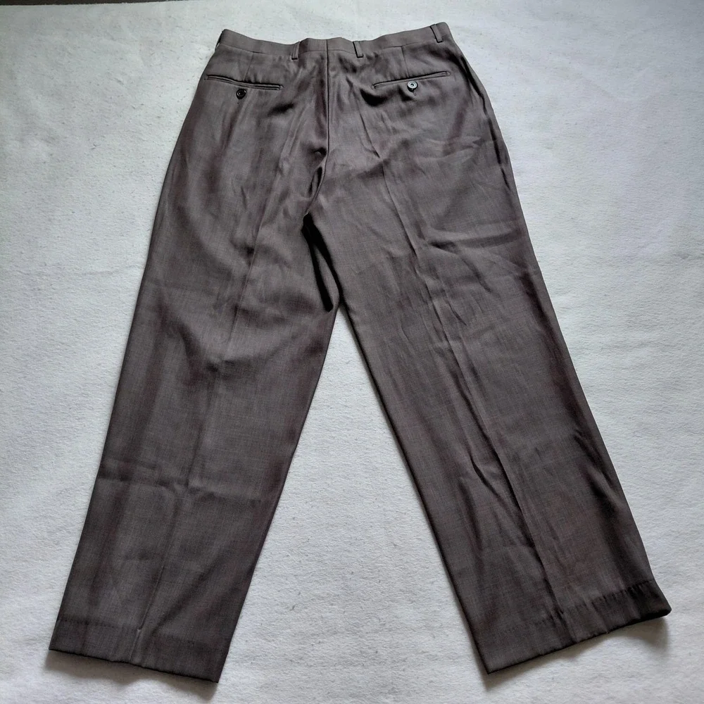 Lailibao Mens Gray Pleated Dress Pants Size 34 Formal Trousers Business Mid Rise